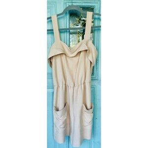 H & M Light Beige Sleeveless Romper Shorts With Belt Size 6